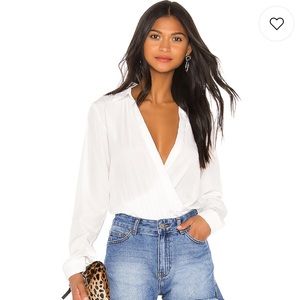 NWT Superdown Presely Surplice Bodysuit in White